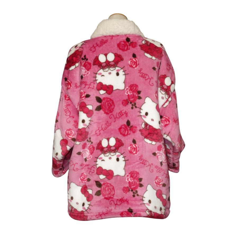 ハローキティ 裏ボアはんてん ルームウェア 防寒 レディース 半纏