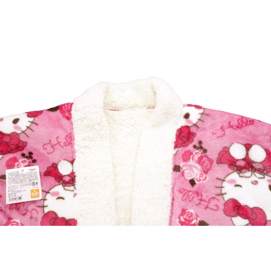 ハローキティ 裏ボアはんてん ルームウェア 防寒 レディース 半纏