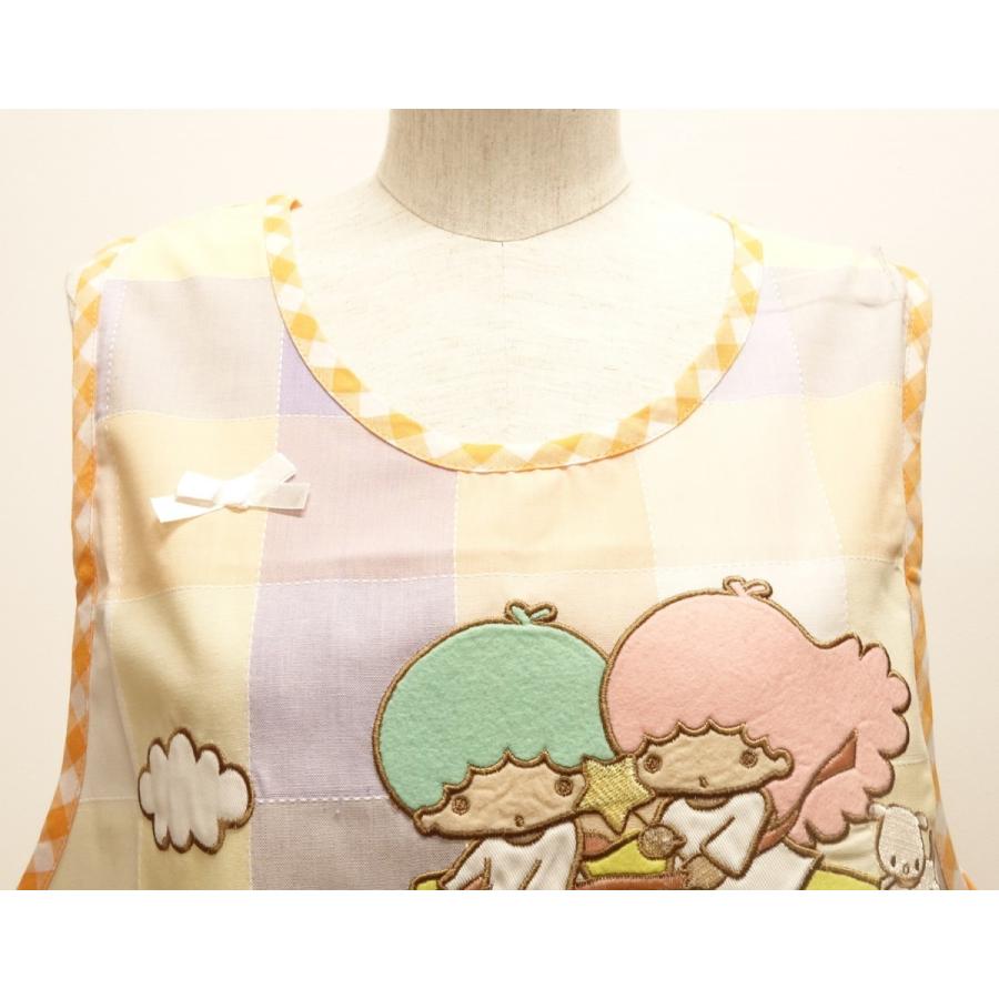 激レア　リトルツインスターズ　エプロン　花冠　クリーム色 リトルツインスターズ キキララ キャラクターエプロン 保育士エプロン