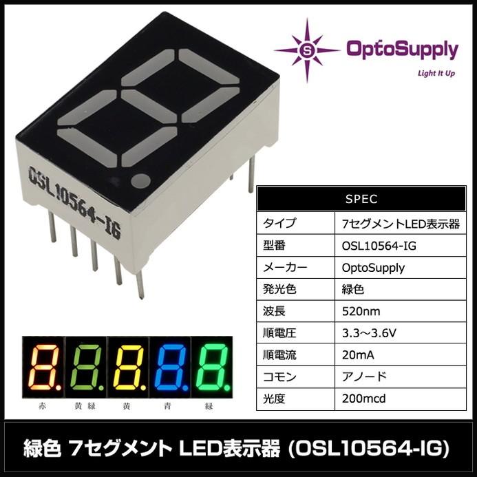 緑色 7セグメント LED表示器 アノードコモン 520nm OSL10564-IG OptoSupply 1個｜kaito-shop｜02