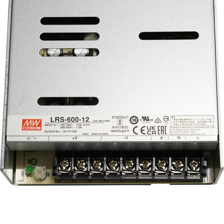 スイッチング電源 12V 50A 600W 直流安定化電源 Meanwell LRS-600-12 メタル製｜kaito-shop｜02