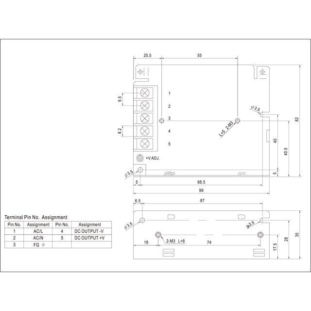 スイッチング電源 48V 0.57A 27.36W 直流安定化電源 Meanwell NES-25-48 メタル製｜kaito-shop｜03