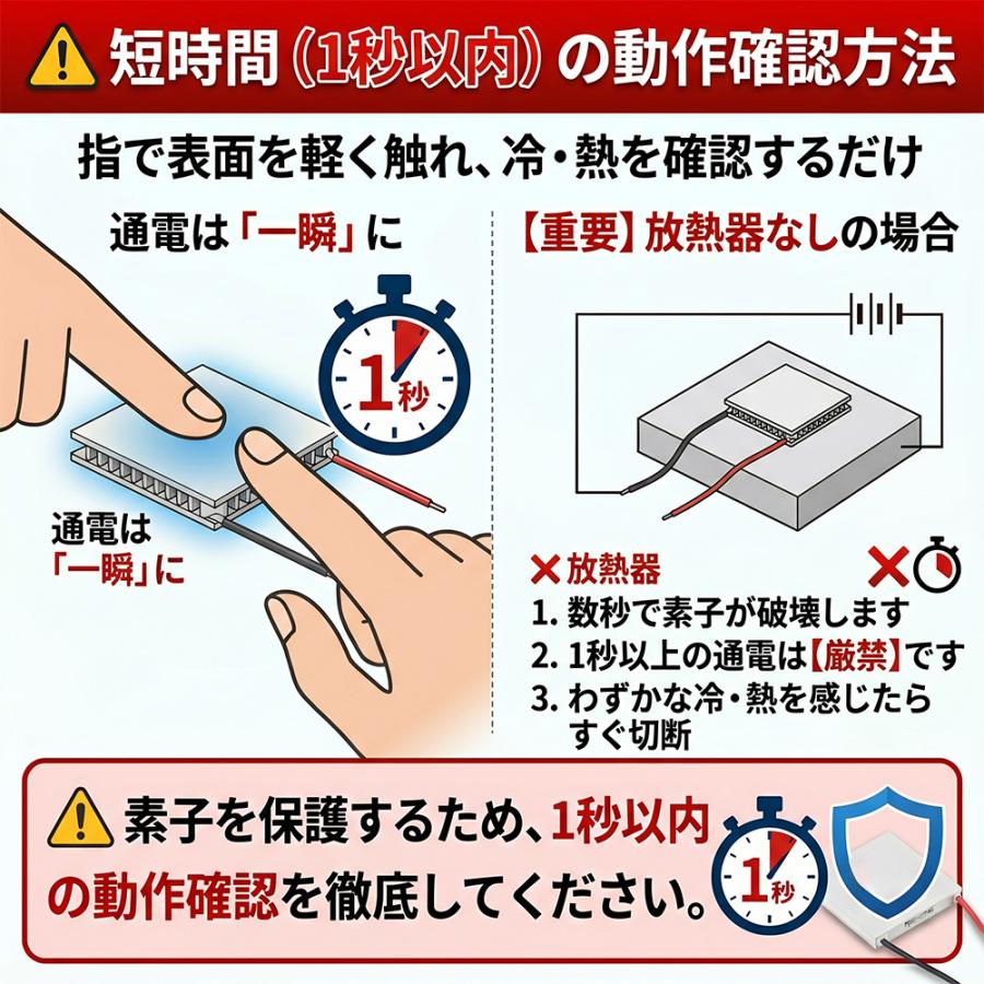 ペルチェ素子 TEC1-12706 40mmx40mm 6A 冷却 加熱 保冷 保温 : Kaito
