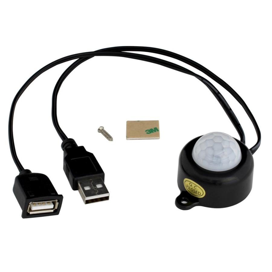 Kaito7727 1個 5V USB LED用 赤外線 TDL-2025 セール 特集 黒 2A 人感センサースイッチ 丸型+ケーブル付き 保証 DC