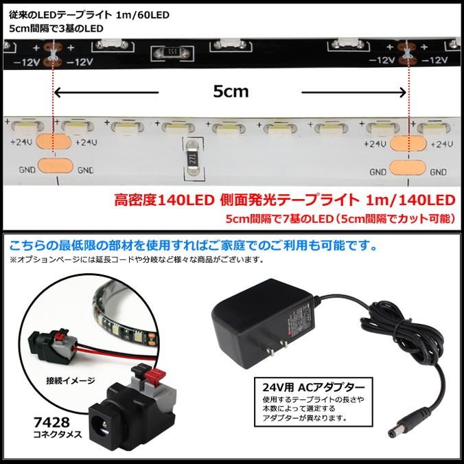 LEDテープライト 防水 24V 30cm 側面発光 8mm幅 1チップ 白ベース ケーブル1.5m 両端子｜kaito-shop｜06