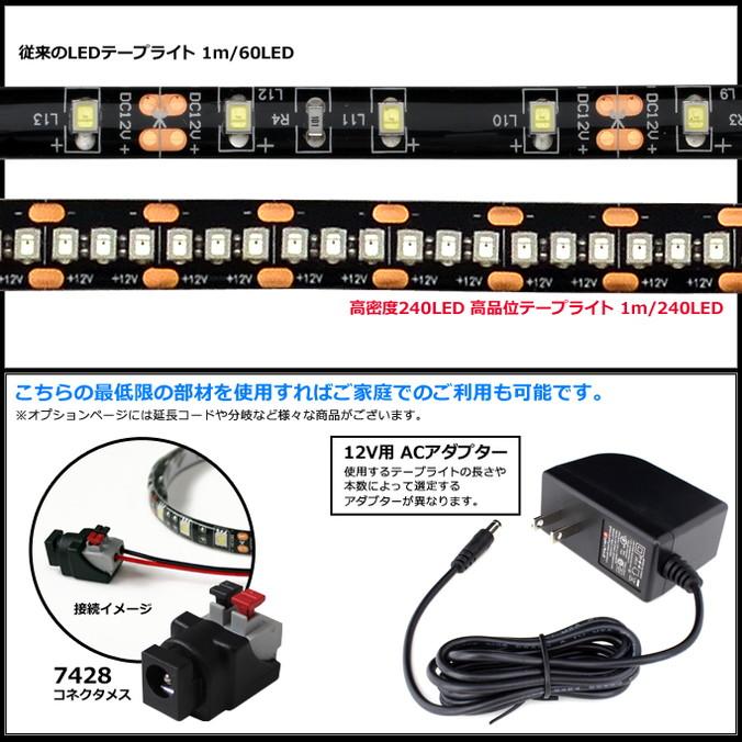 240LEDテープライト 180cm HQ 高密度 12V 防水 片端子ケーブル1m 黒ベース｜kaito-shop｜05