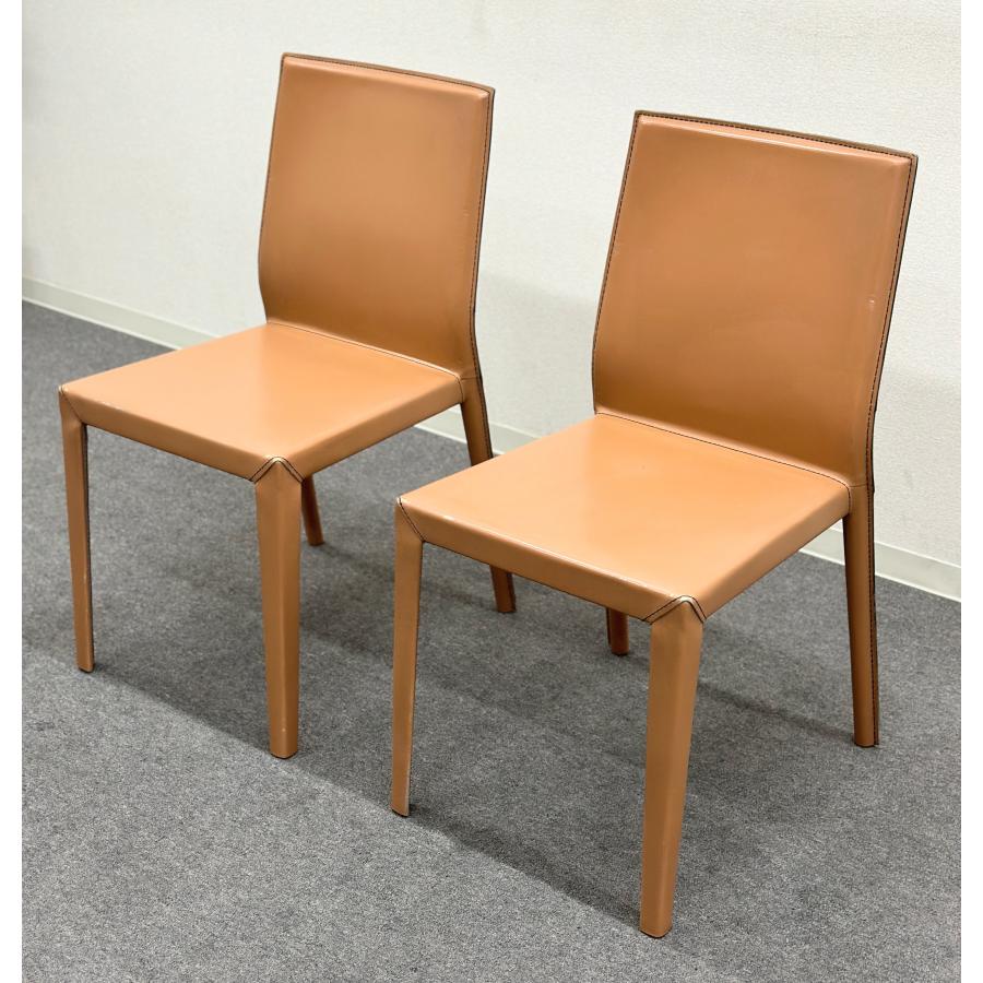 ■カッテラン・イタリア■MARGOT　ダイニングチェア　2脚セット　レザー　茶 □Cattelan Italia/カッテラン・イタリア□MARGOT/マルゴー ダイニング