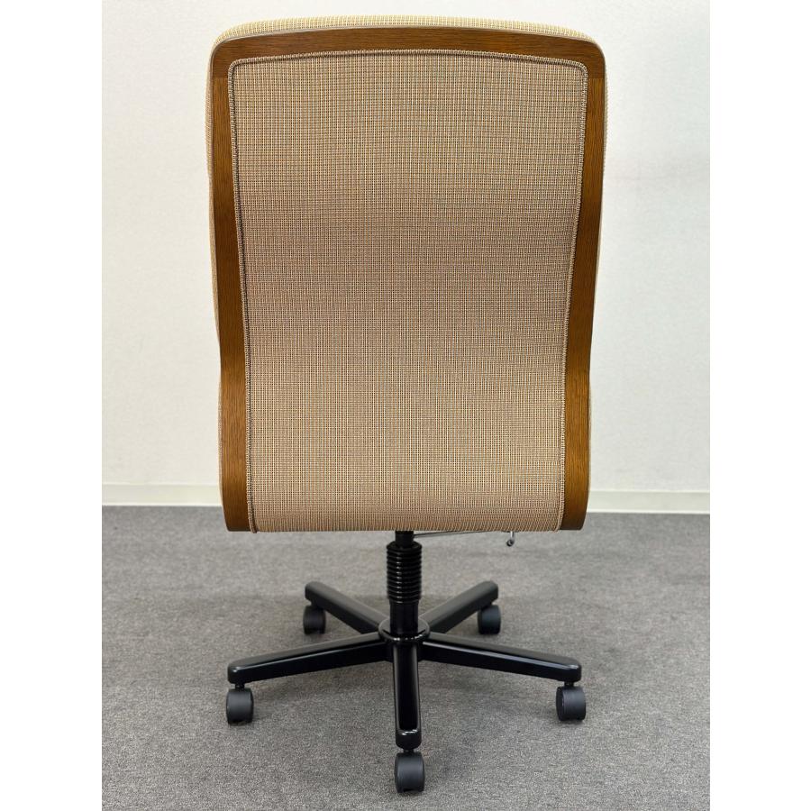 美品□天童木工/Tendo□ワーキングチェア T-3210NA-CH チェリー色 布