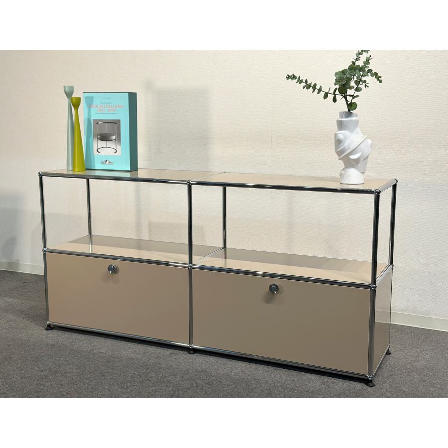 正規品■USM/ハラー■キャビネット　2列2段　白　鍵なし　サイドボード　収納 □USM/ハラーシステム□キャビネット 2列2段 白 奥行きスリム 鍵なし