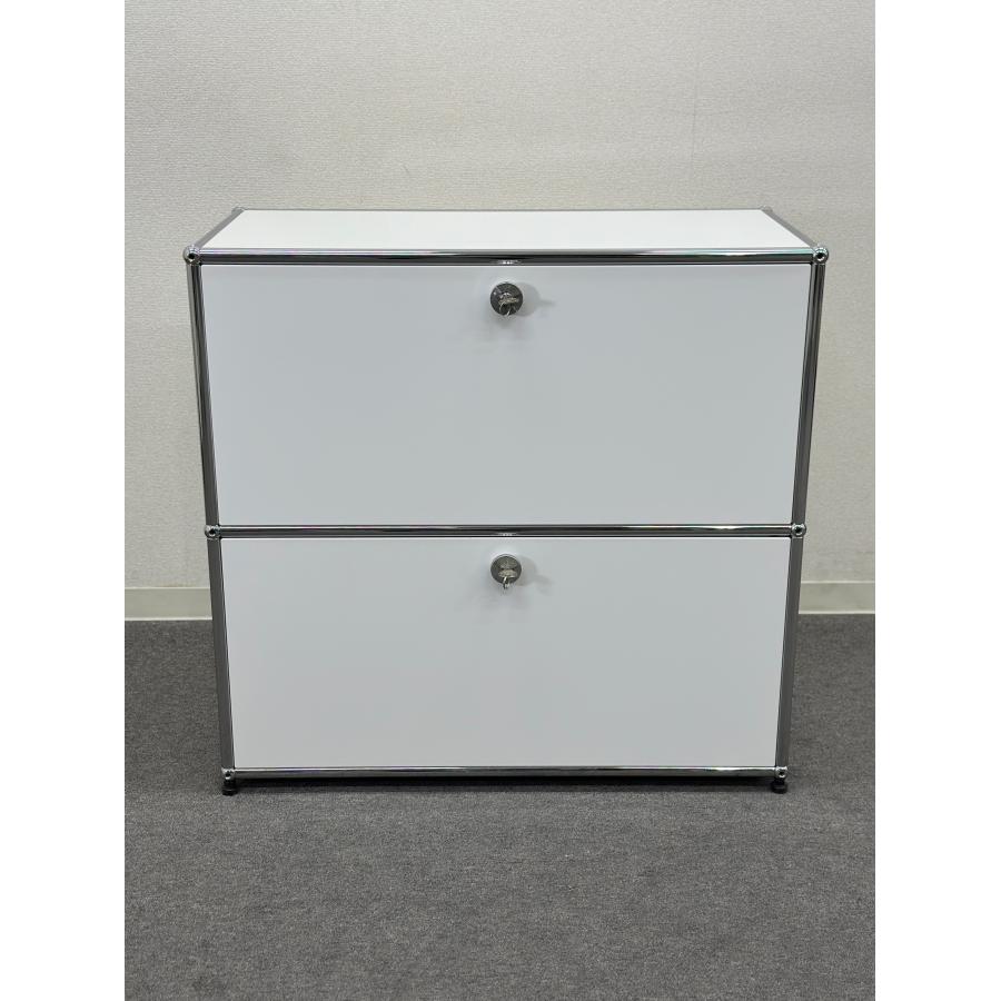 正規品■USMハラー■キャビネット　1列2段　白　鍵つき　パーソナルロッカー □USM/ハラーシステム□キャビネット 1列2段 白 違う鍵つき(2種類
