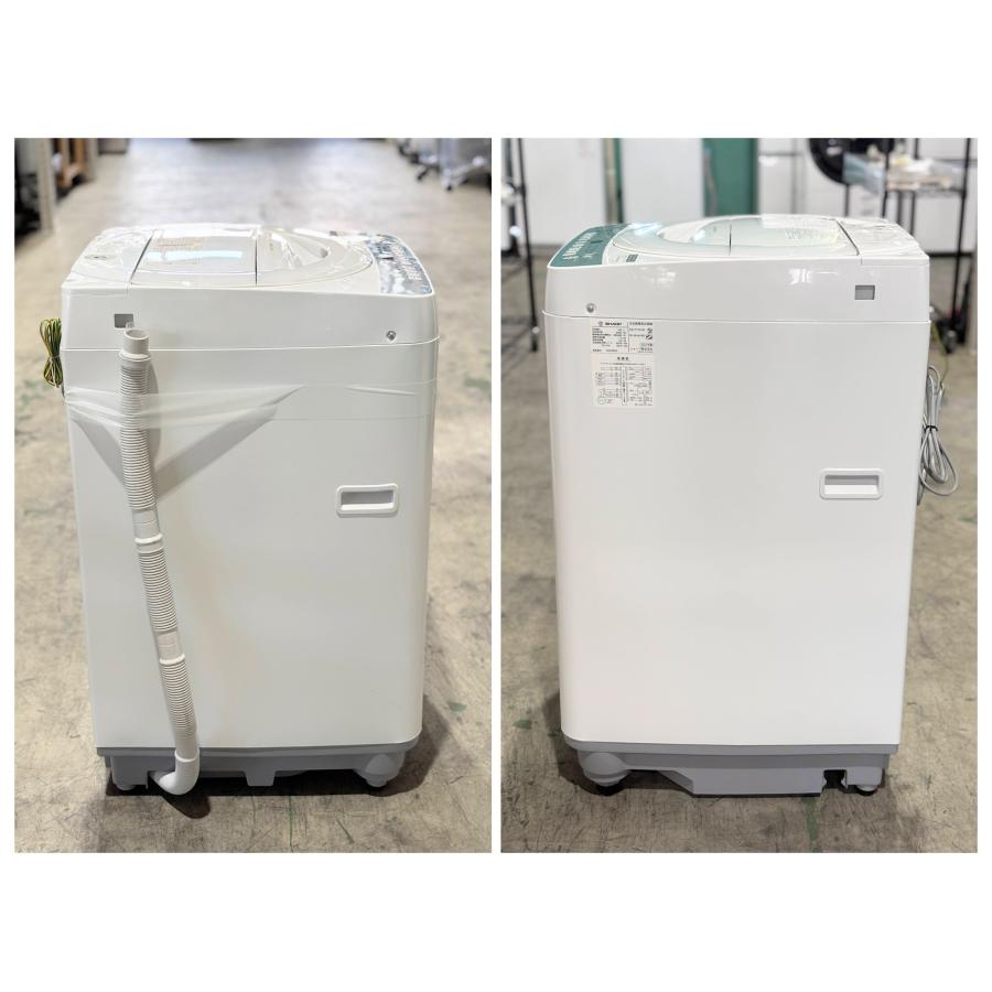 【22年制 7kg】SHARP ES-T714-W ホワイト 全自動洗濯機 シャープ 洗濯機 7kg ES-T714-W 2021年製 簡易乾燥付き ふろ水ポンプ