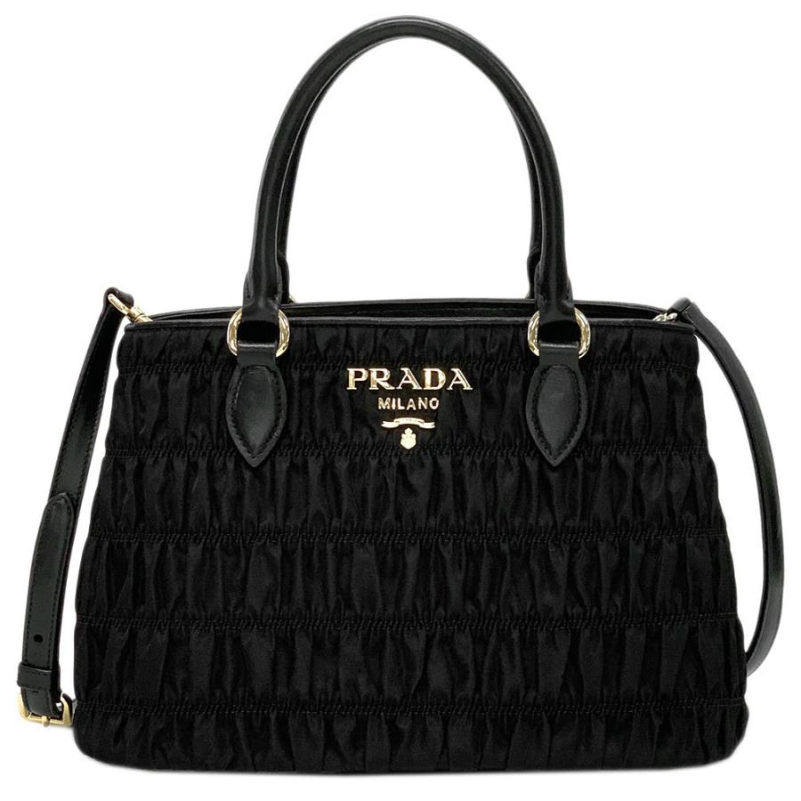 プラダ PRADA NAPPA SOFT クリアハンドル ハンドバッグ レザー 