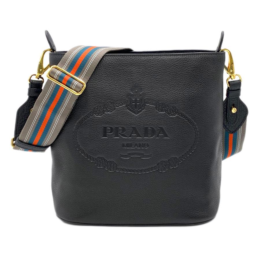 プラダ バッグ 1BE057 PRADA バケツ型 ショルダーバッグ ロゴ型押し 