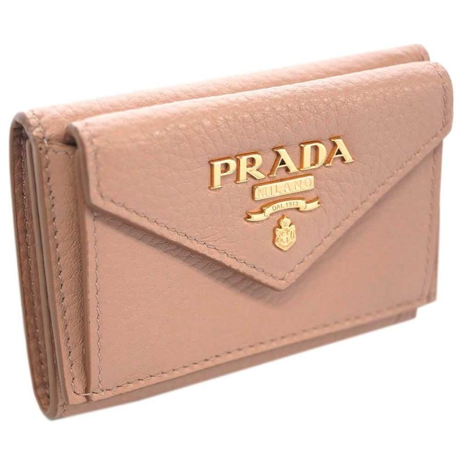 プラダ 財布 1MH021 PRADA 三つ折り 小銭入れ付き GLロゴ  チプリア カーフパウダーピンク ゴールド金具 新品｜kaitsukedoh｜05