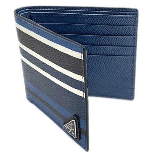 プラダ 財布 2MO513 PRADA メンズ 二つ折り 札入れ SAFFIANO アズーロ
