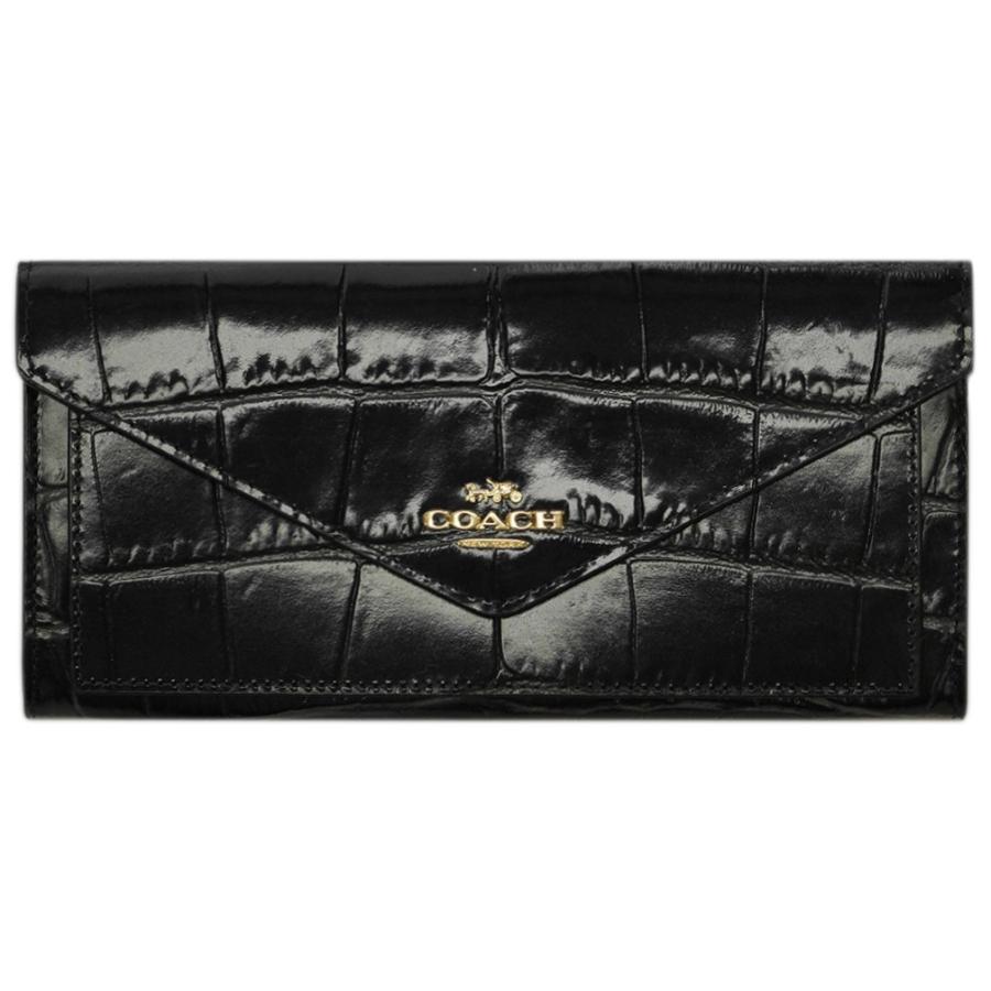 コーチ 財布 Libhp Coach ファスナー長札 ソフト ウォレット クロコ柄 型押し ミッドナイトネイビー ブラック アウトレット Libhp 買付道 Jjブランド専科 通販 Yahoo ショッピング