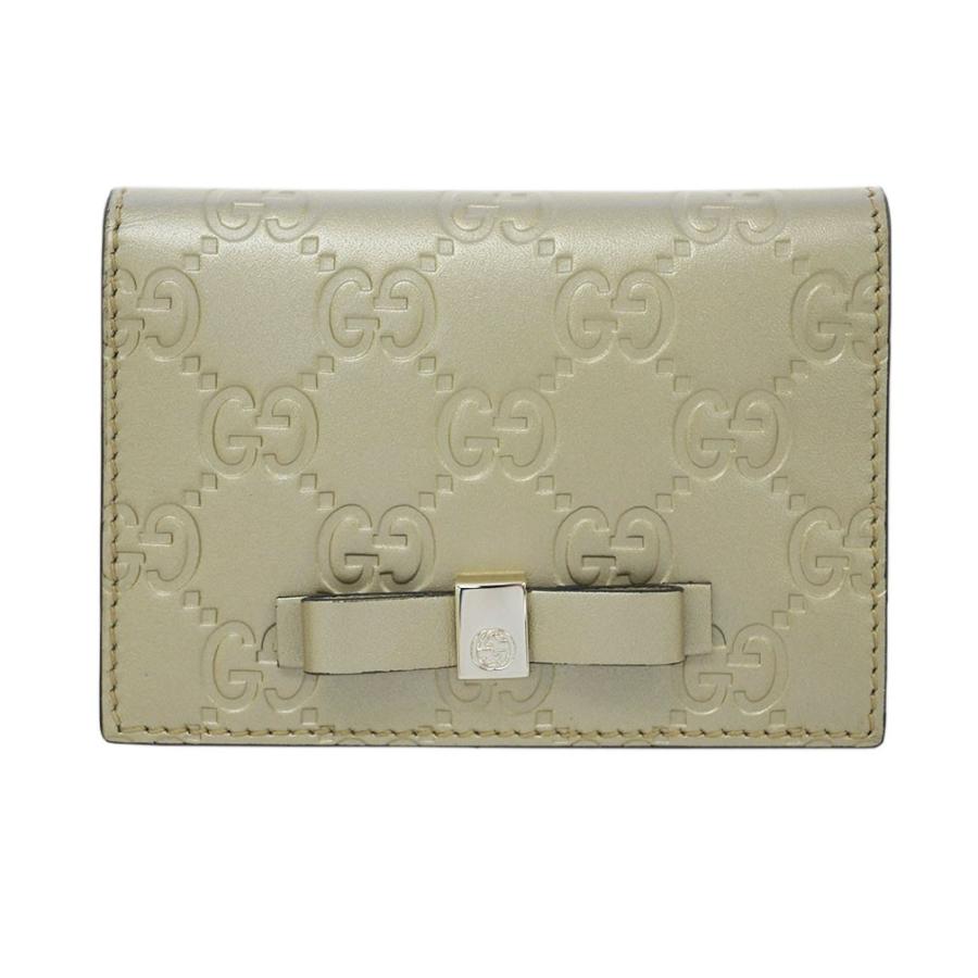 グッチ パスケース 3684 9504 Gucci 二つ折り カードケース リボン グッチッシマ メタリックシャンパン アウトレット Autoliftpartsplus Com