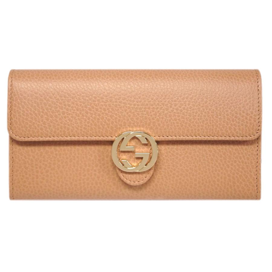 グッチ 財布 615524-2754 GUCCI ファスナー長札 長財布 インターロッキングG 型押しカーフ ローズベージュ 新品
