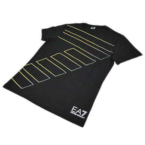 アルマーニ Tシャツ メンズ エンポリオ アルマーニ EA7 丸首 半袖 7 ストライプ プリント ブラック M.L サイズ 04503 新品｜kaitsukedoh｜04