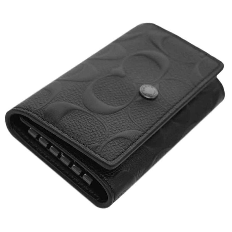 人気アイテム 新品 Coach アウトレット メンズ キーケース コーチ キーケース F Qbbk Coach メンズ 5連キーケース キーリング付き シグネチャー クロスグレインレザー ブラック アウトレット 財布 帽子 ファッション小物