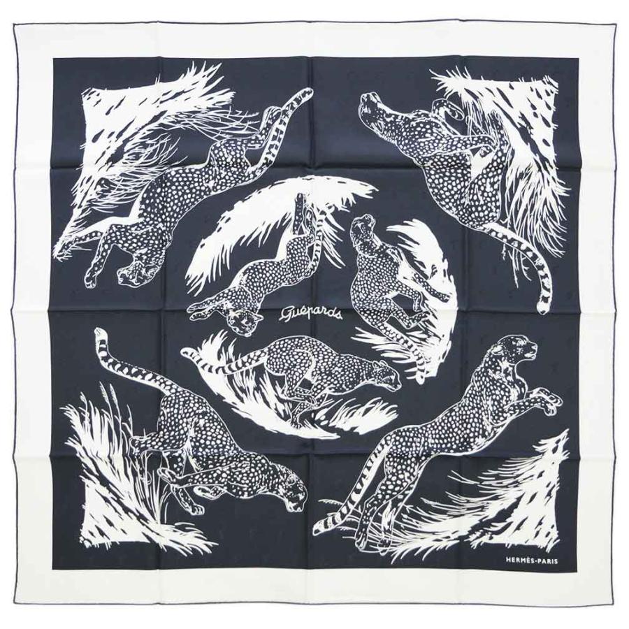 エルメス スカーフ H1738s15 Hermes ソルド カレ ツイル シルク100 90cms Guepards Tattoo ブラック ホワイト 131 Supersport Tn
