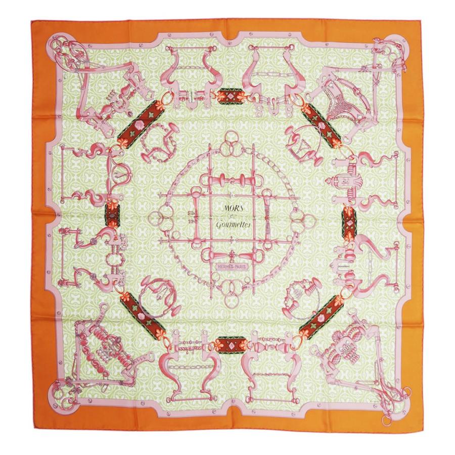 エルメス スカーフ HERMES ソルド カレ 90 シルク MORS ET GOURMETTES 
