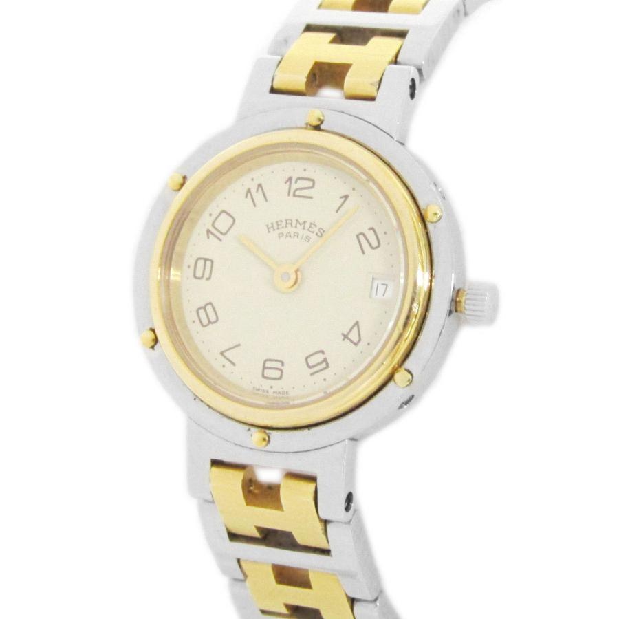 中古 エルメス レディース 腕時計 HERMES クリッパーコンビ ゴールドx