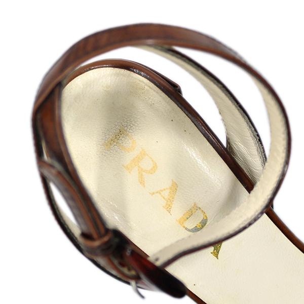 中古 プラダ 靴 PRADA サンダル レザー サイズ35.5 約22.5cm ヒール高