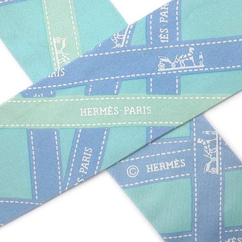 HERMESエルメス　ツイリー　ボルデュックリボン　シルクスカーフ　ネイビー エルメス ツイリー ボルデュックリボン シルク スカーフ ネイビー A