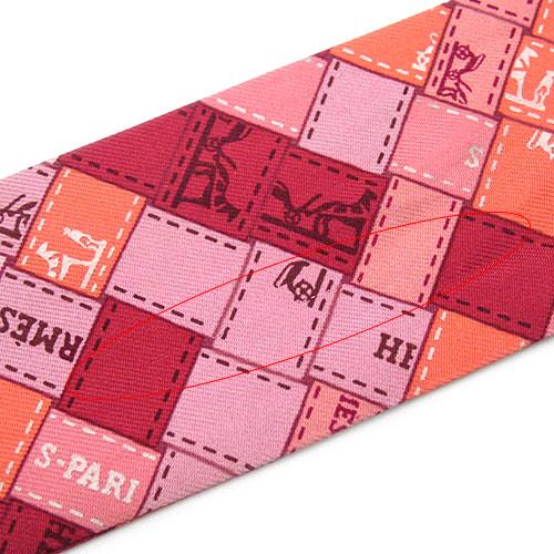 新品☆ エルメス　ツイリー　ボルデュック　チェック柄　ピンク×ボルドー　スカーフ 新品 エルメス ツイリー ボルデュック チェック柄 ピンク×ボルドー