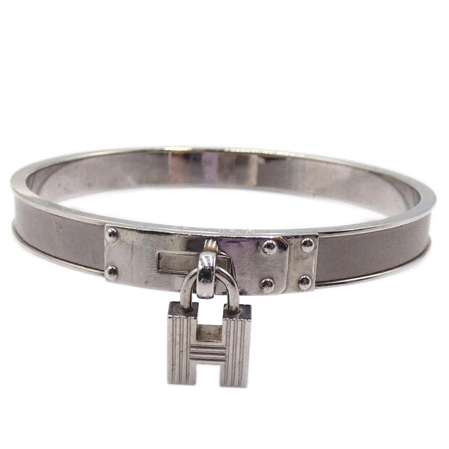 エルメス アクセサリー HERMES レザーxメッキ ケリーバングル H