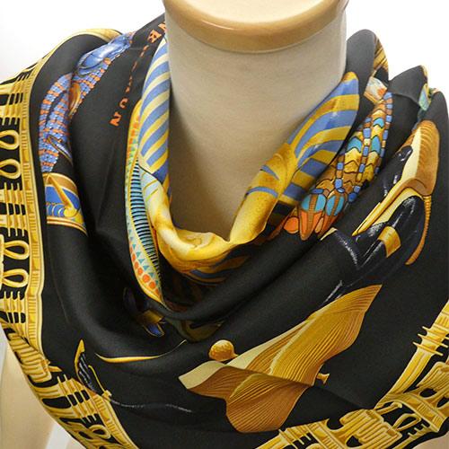美品 エルメス スカーフ HERMES カレ90 シルク TUTANKHAMUN 