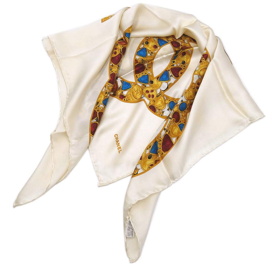 CHANEL シルク大判スカーフジュエリー柄