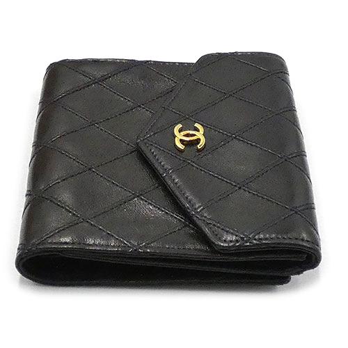 シャネル 財布 CHANEL ラムスキン マトラッセ CC ココマーク Wホック 