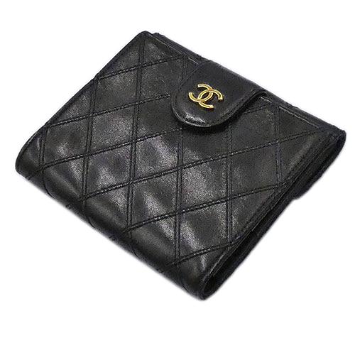 シャネル 財布 CHANEL ラムスキン マトラッセ CC ココマーク Wホック 