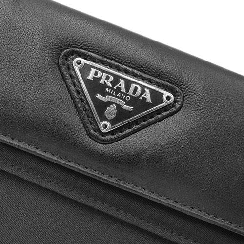 プラダ 財布 PRADA  ナイロン テッスートxレザー Wホック 長財布 ブラック 三角プレート シルバー金具 メンズ 10165｜kaitsukedoh｜05