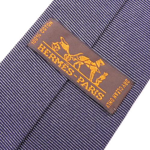 HERMES エルメス ジャガード ストライプ ステッチ ネクタイ ネイビー 茶 HERMES エルメス ジャガード ストライプ ステッチ ネクタイ