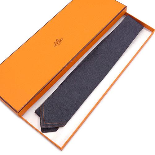 美品 エルメス ブランド ネクタイ HERMES コットン レギュラータイ 