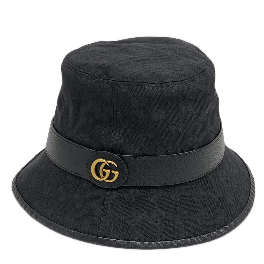 中古 美品 グッチ 帽子 576587 GUCCI ダブルG付き GGキャンバス