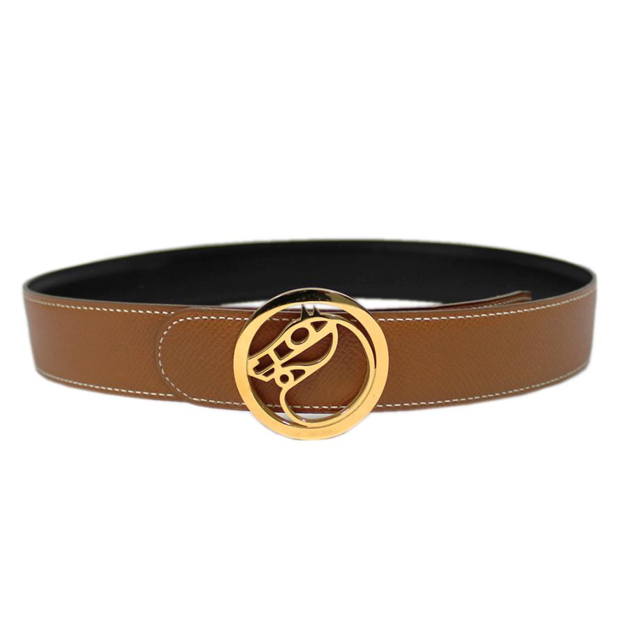 中古 エルメス ベルト HERMES Hベルト ホースバックル レザーベルト