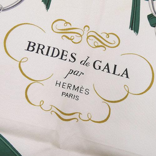 エルメス スカーフ HERMES カレ90 シルク BRIDES de GALA 式典用馬勒 グリーンxゴールド レディース T-YJH06016｜kaitsukedoh｜07