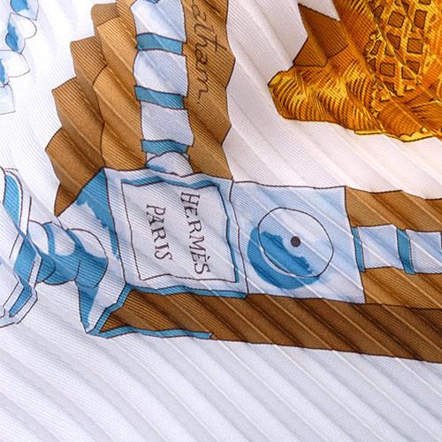 エルメス スカーフ HERMES シルク プリーツスカーフ CUILLERS D'AFRIQUE アフリカのスプーン ライトブルー T-YJH06095｜kaitsukedoh｜06