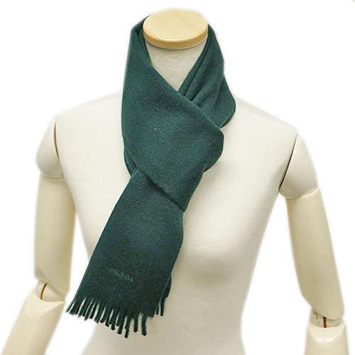 プラダ マフラー USC182 PRADA 無地 ロゴ刺繍 カシミア/ウール ABETE