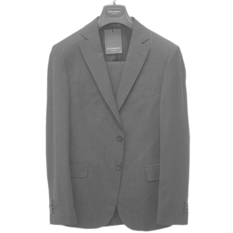 サンローラン スーツ メンズ ビジネス タイトスーツ シングル ジャケット スラックス セット ピン・ストライプ  ブラック 50サイズ