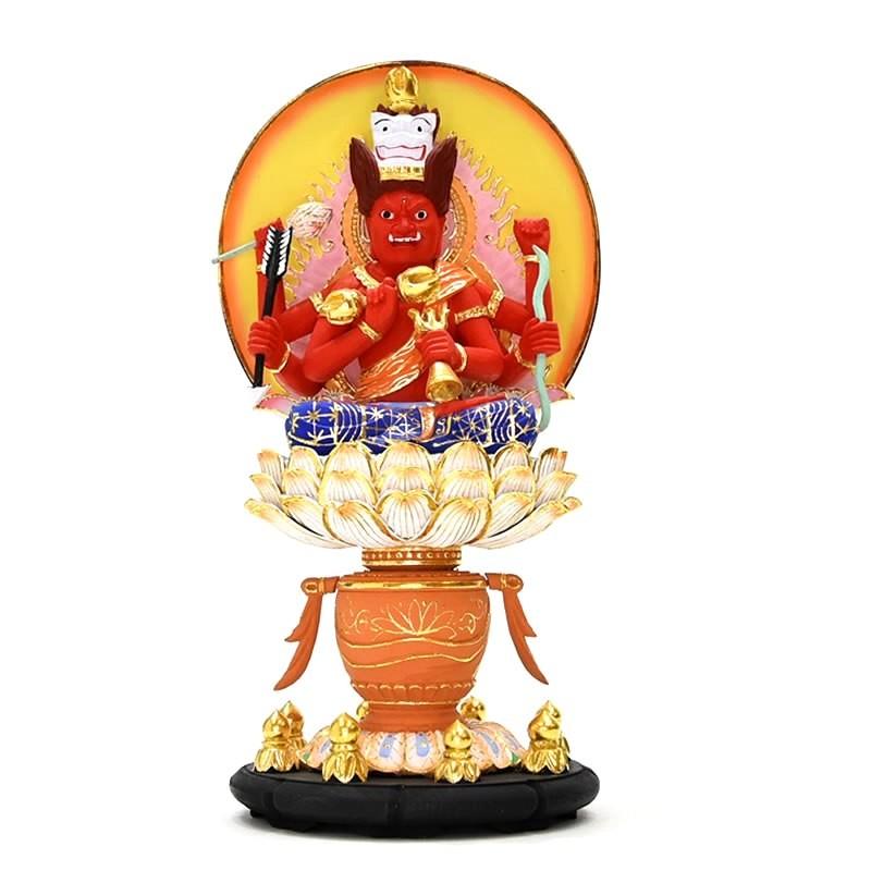 木彫り仏像 桧木【愛染明王】坐2.5寸 極彩色 総高23cm : 海宇 木彫り仏像 桧木【愛染明王】坐2.5寸 極彩色 総高23cm : 海宇