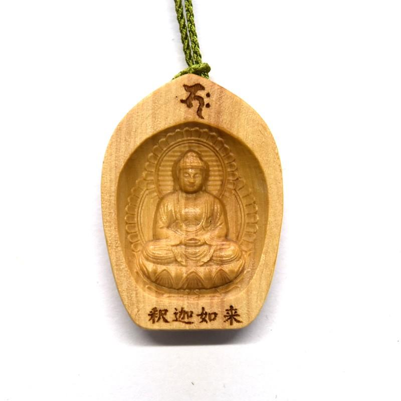 木彫り仏像 蓮弁型根付 【釈迦如来】 柘植 縦3.5cm : 海宇工芸館 Yahoo