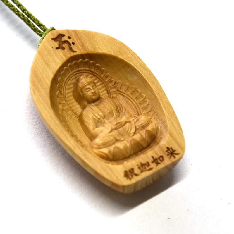 木彫り仏像 蓮弁型根付 【釈迦如来】 柘植 縦3.5cm : 海宇工芸館 Yahoo