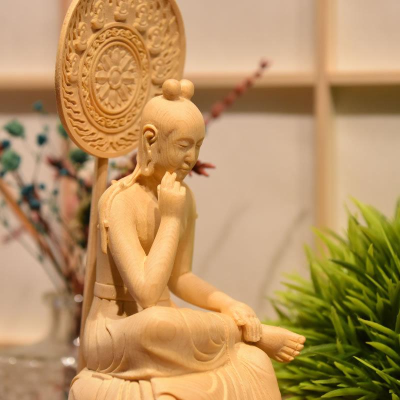 木彫り仏像 【中宮寺形菩薩半跏像(伝如意輪観音)】 桧木 高 木彫り仏像 【中宮寺形菩薩半跏像(伝如意輪観音)】 桧木 高
