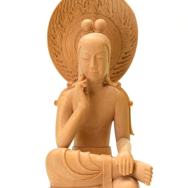 木彫り仏像 中宮寺形【菩薩半跏像（伝如意輪観音）】 桧木（ヒノキ
