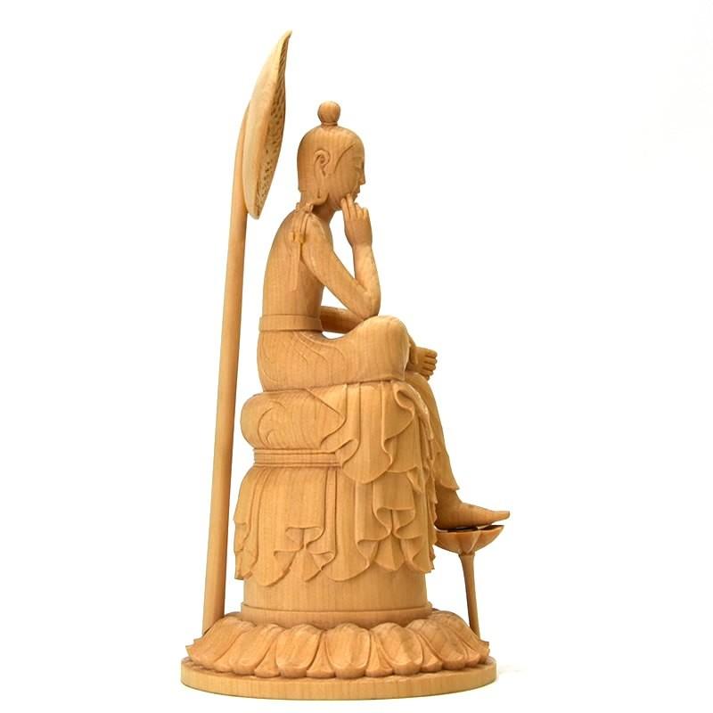 木彫り仏像 中宮寺形【菩薩半跏像（伝如意輪観音）】 桧木（ヒノキ
